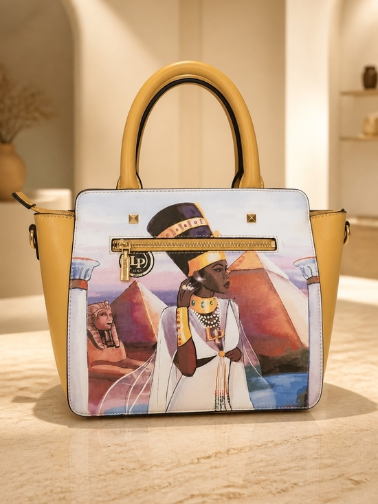 LA Philipe Miami Handbags - La Philipe Miami Egyptian Queen Pyramid Graphic Satchel Handbag